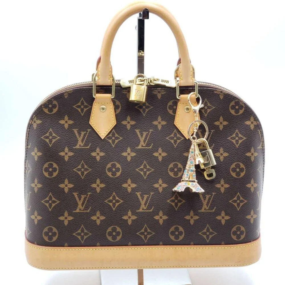 LV Authentic Gold Padlock 🔒 Key Set w/ Unbranded Eiffel Tower Keychain Charm